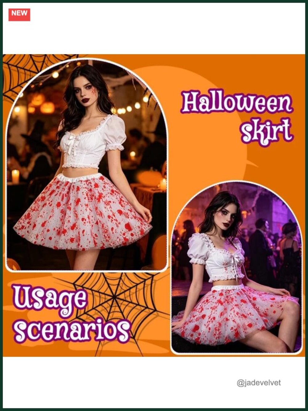 Blood Splatter Halloween Skirt Cosplay Costume Accessory - Picture 4 of 6